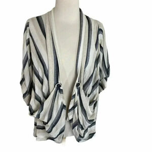 gr. dano S color block‎ striped draped open kimono